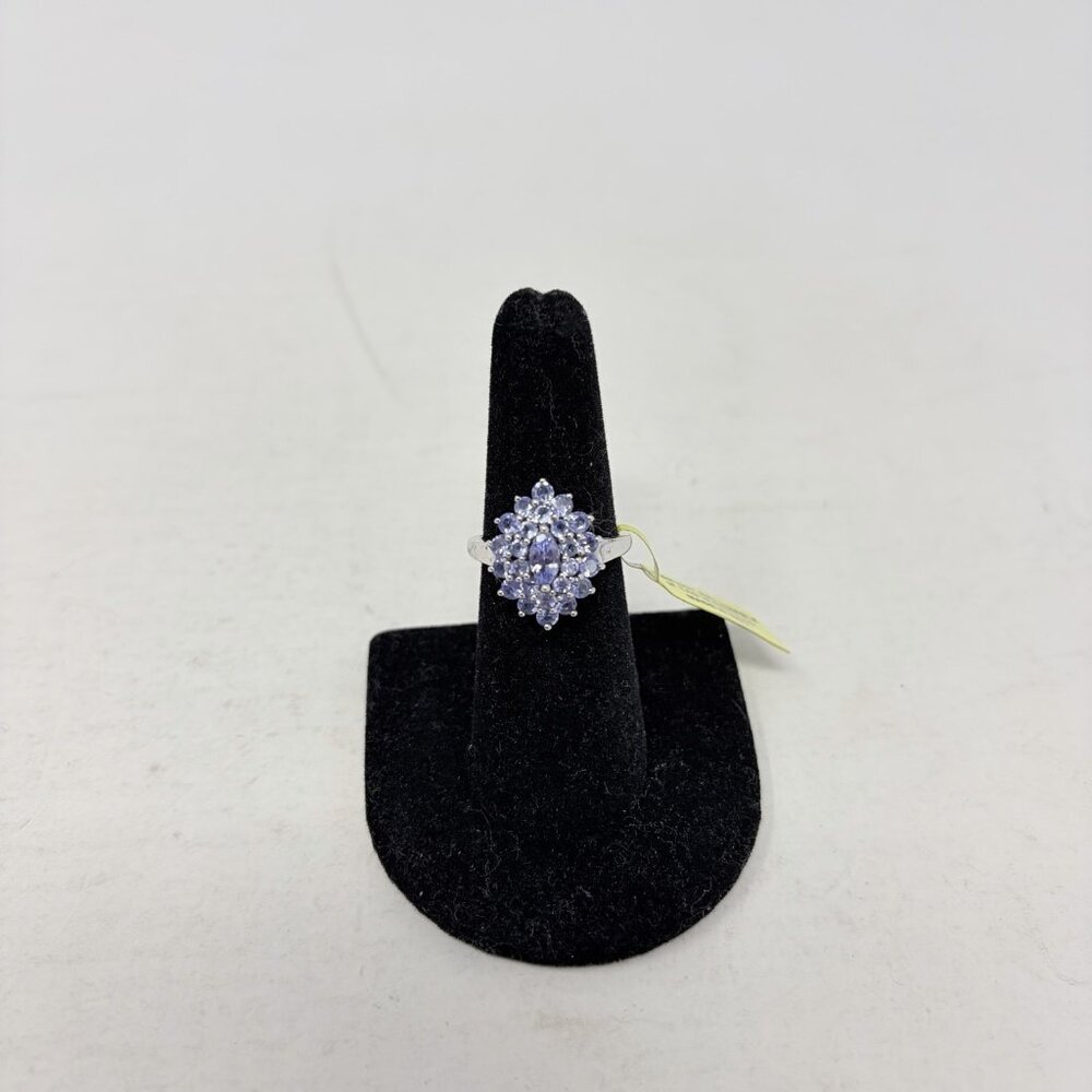 Shop‎ LC Tanzanite Multi Level Size 7 Ring Platinum Overlay Sterling Silver 5284